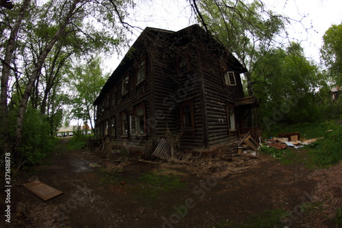 old two-story wooden house