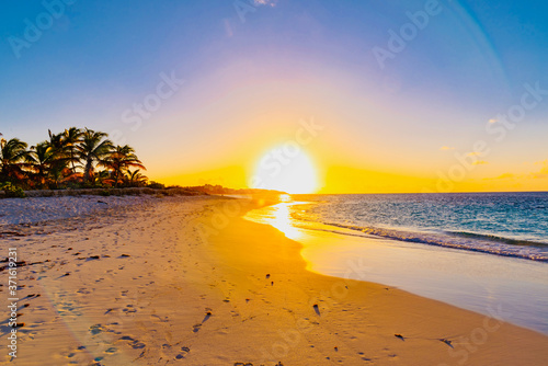 romantic sunset beach on the Caribbean island of Anguilla