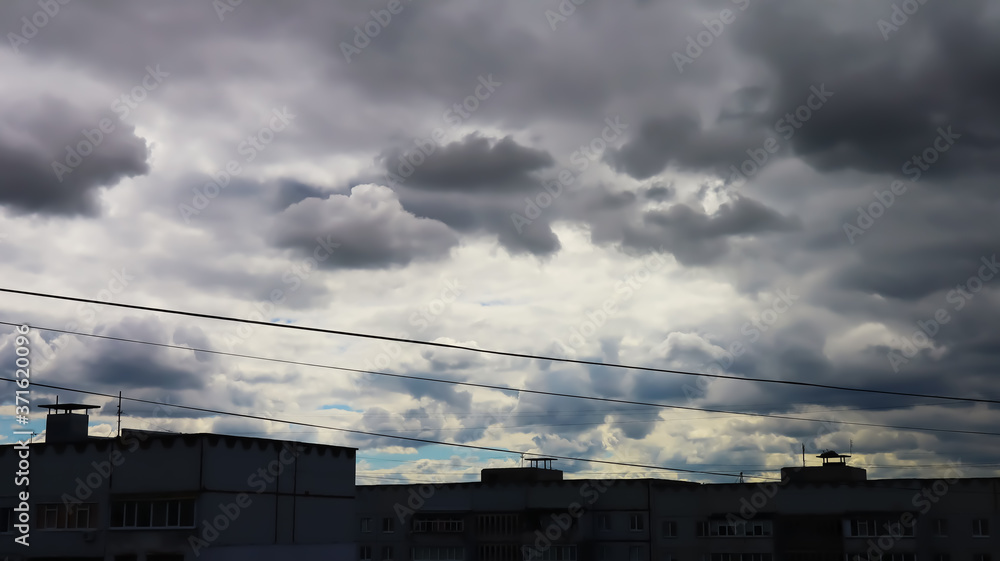 Weather sky dark storm clouds in the evening close-up Weather sky dark storm clouds in the evening close-up