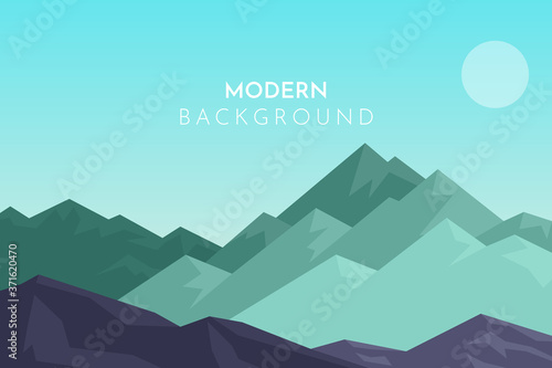 Mountain landscape, Tourist, travel background. Abstract landscape, Vector banner with polygonal landscape illustration, Minimalist style