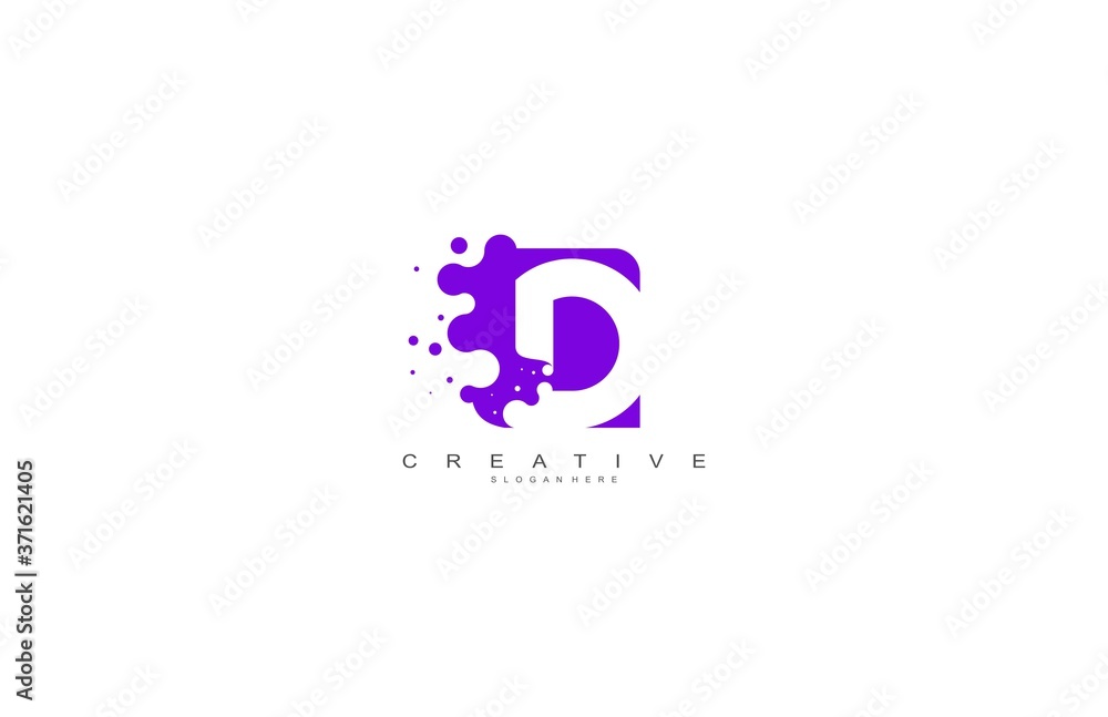Letter D Logo Design Vector with Abstract Square Shape Dots Letter D Logo Design Vector with Abstract Square Shape Dots