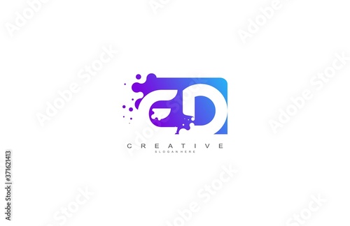 Letter ED Logo Design Vector with Abstract Square Shape Dots