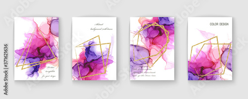 Modern creative design,  background marble texture. Wedding invitation.  Alcohol ink. Vector illustration.
