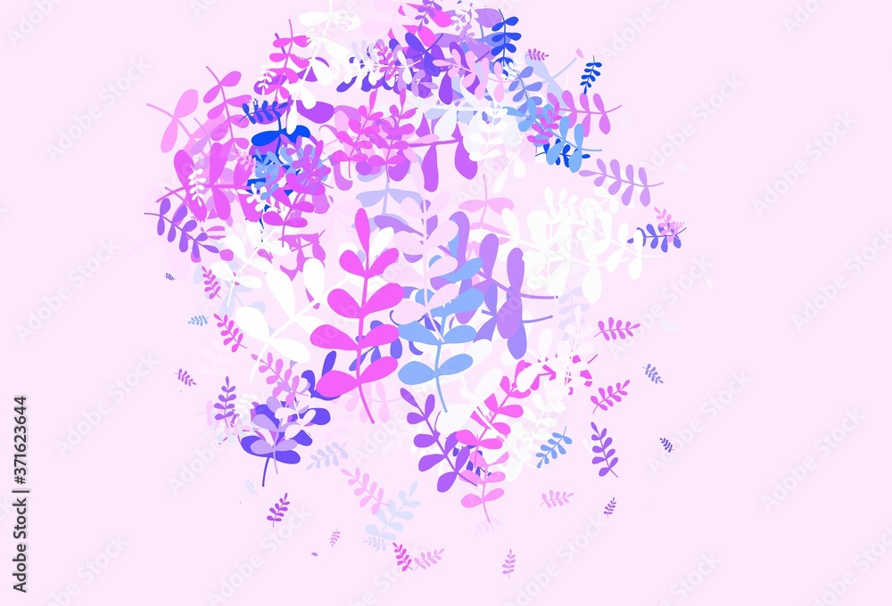 Light Pink, Blue vector abstract design with leaves. Light Pink, Blue vector abstract design with leaves.