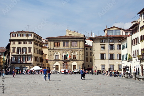 Piazza di Santa Croce on sunny day in Florence. Italy