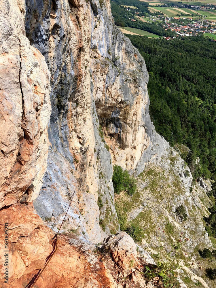 a rope on the rock for climbing a rope on the rock for climbing