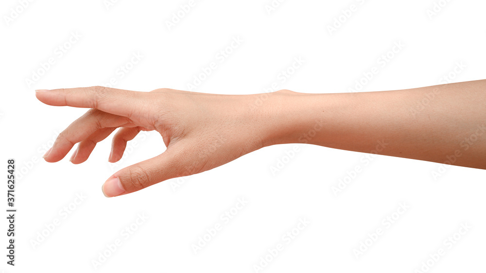 Hand reach and ready to help or receive. Gesture isolated on white background with clipping path.