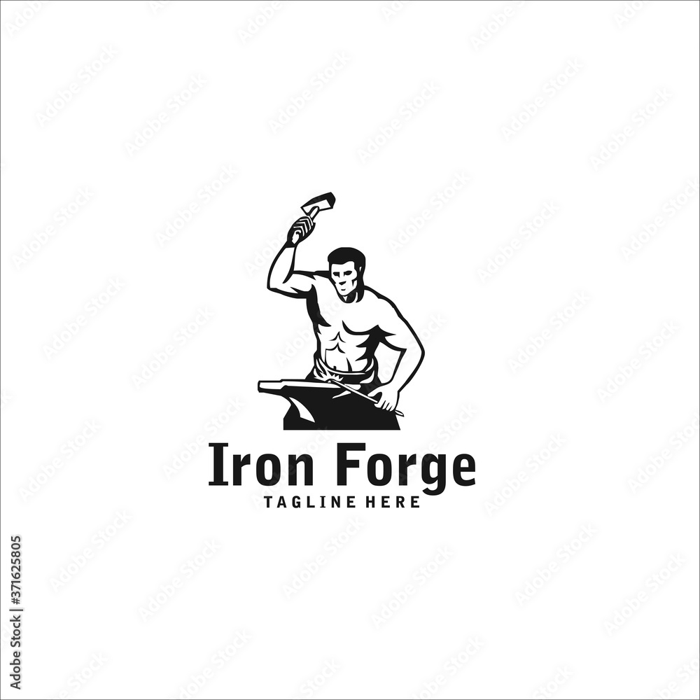forge iron logo design icon vector silhouette