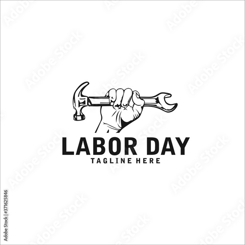 labor day logo design template silhouette vector icon