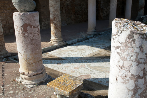 Carthage Tunisia, roman villa ruins with mosaic floor photo