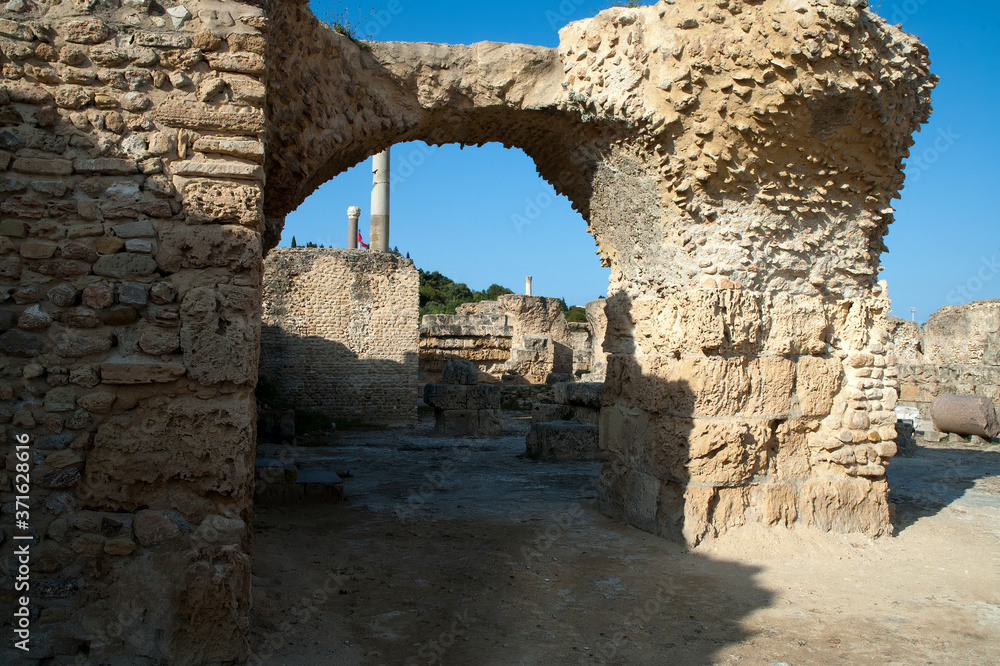 Carthage Tunisia, scene of the ruins in the Roman baths of antoninus 