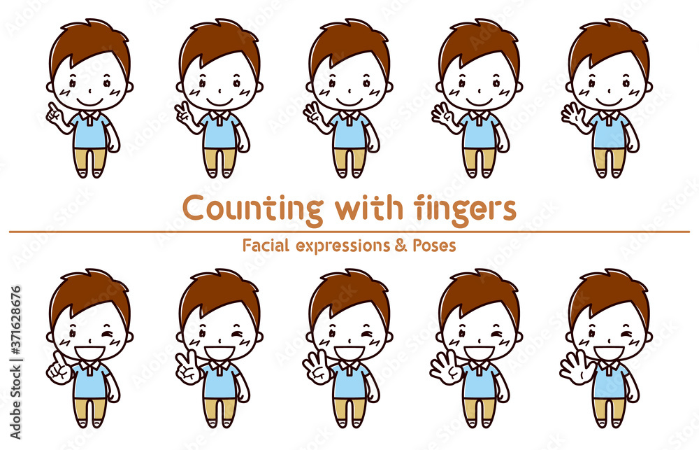 Facial expressions & Poses set / Counting with fingers / Male Facial expressions & Poses set / Counting with fingers / Male