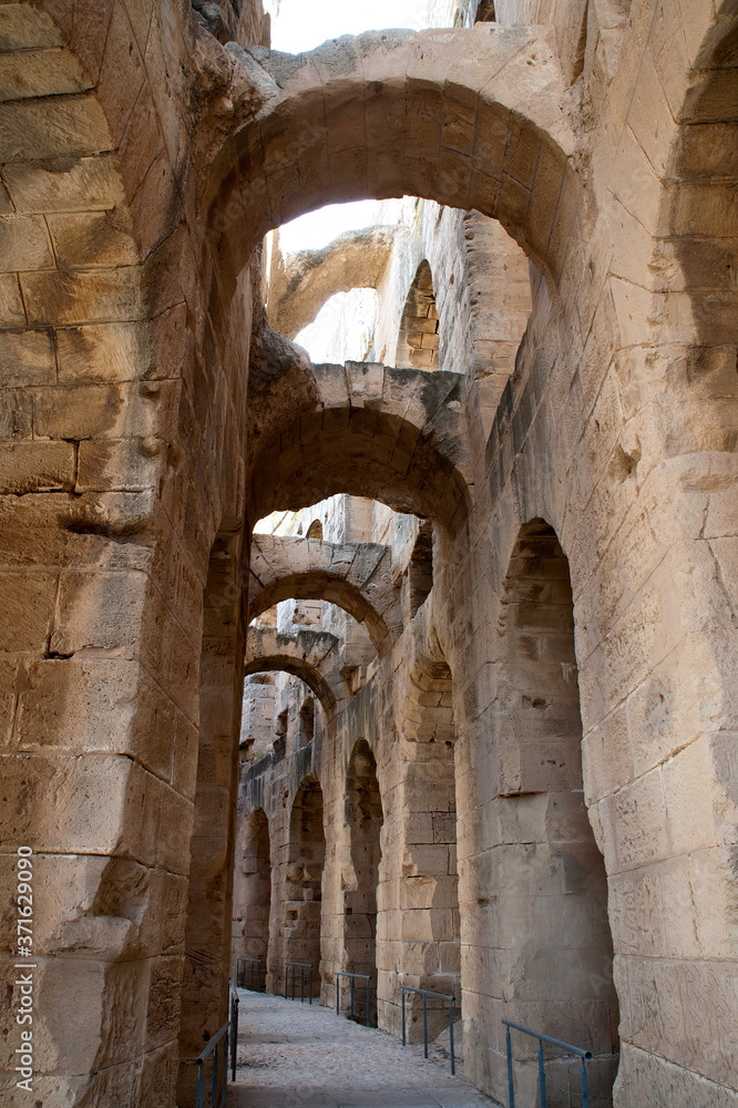 El Djem Tunisia, passageway in roman amphitheater