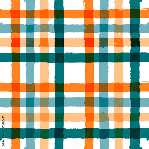 Gingham seamless pattern. watercolor strokes checkered plaid, rustic tartan background, vector. vector summer print