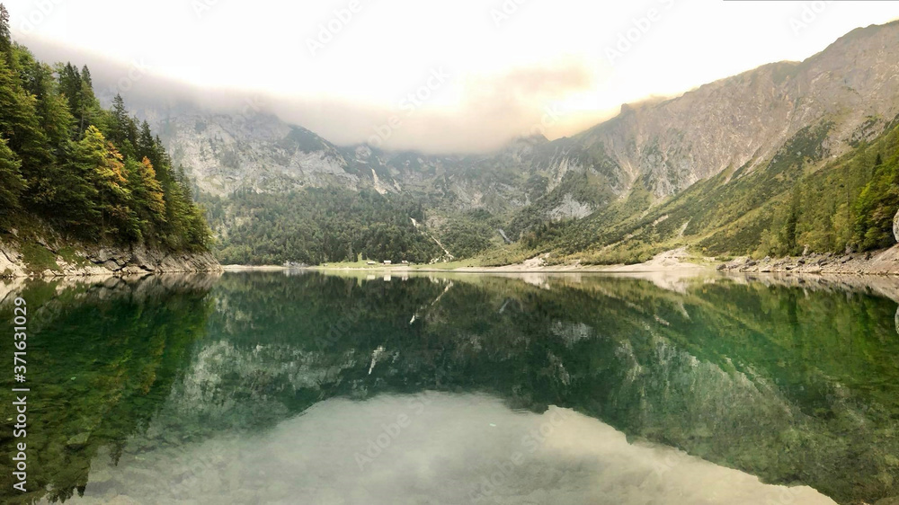 wonderful lake with reflections in summer