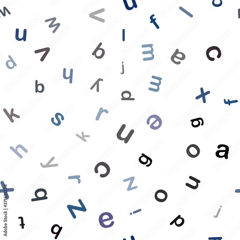 Dark Blue, Yellow vector seamless background with signs of alphabet. Modern geometrical illustration with ABC english symbols. Texture for window blinds, curtains. Dark Blue, Yellow vector seamless background with signs of alphabet. Modern geometrical illustration with ABC english symbols. Texture for window blinds, curtains.