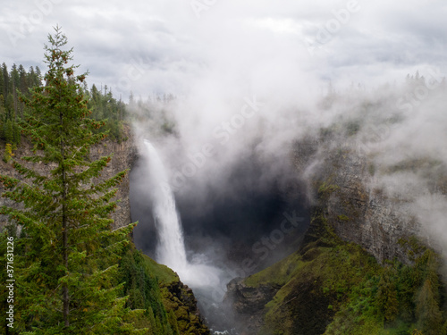 Mystic foggy day at the Helmcken Falls in the Well Gray Provincial Park, British Columbia Canada.