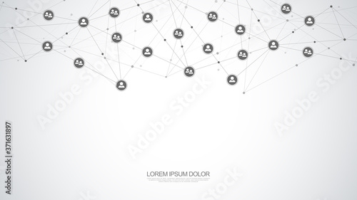 Vector illustration of connecting people and communication concept, social network.
