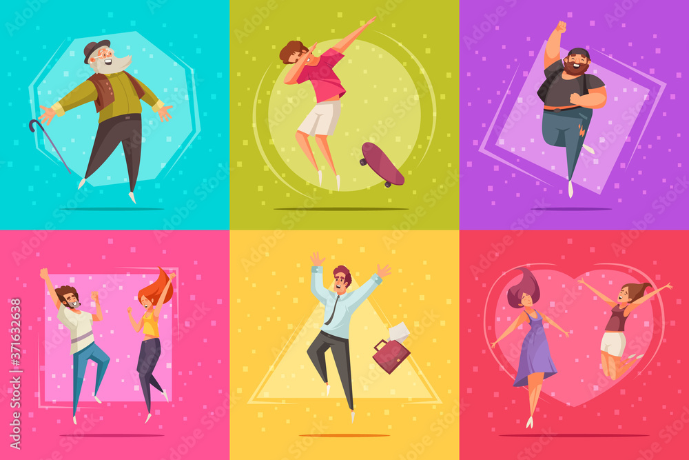 Joyful Jumping People Design Set Joyful Jumping People Design Set