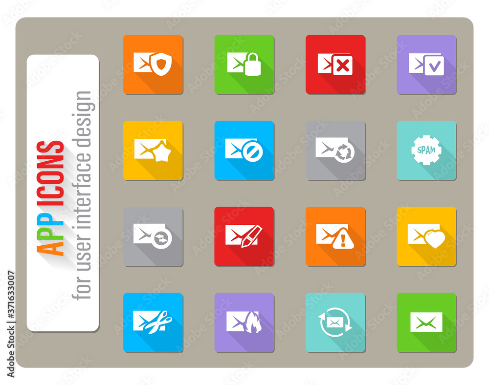 Mail and envelope icons set