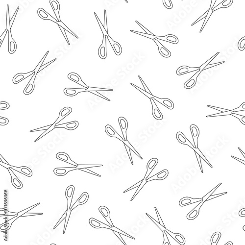 Seamless pattern with scissors silhouette on white background. Good for fabric, textile. Vector