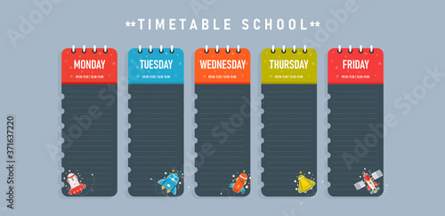 School schedule template for poster, notes, books, memory sheets Used in education along with business