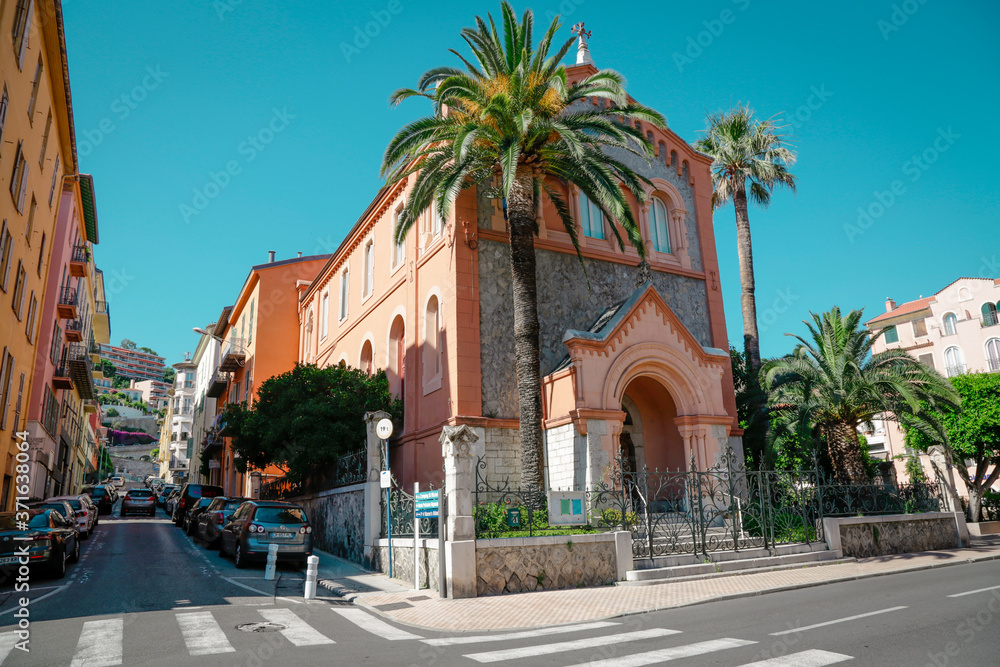 Menton, wonderful city of the cote-d‚ÄôAzur with its marine and architectures, in a sunny day with blue sky