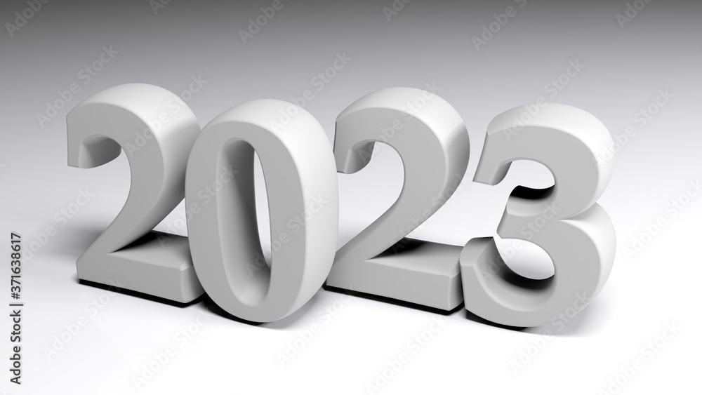 2023 gray write on gray background - 3D rendering illustration 2023 gray write on gray background - 3D rendering illustration