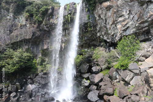 Jeongbang Waterfall on Jeju Island