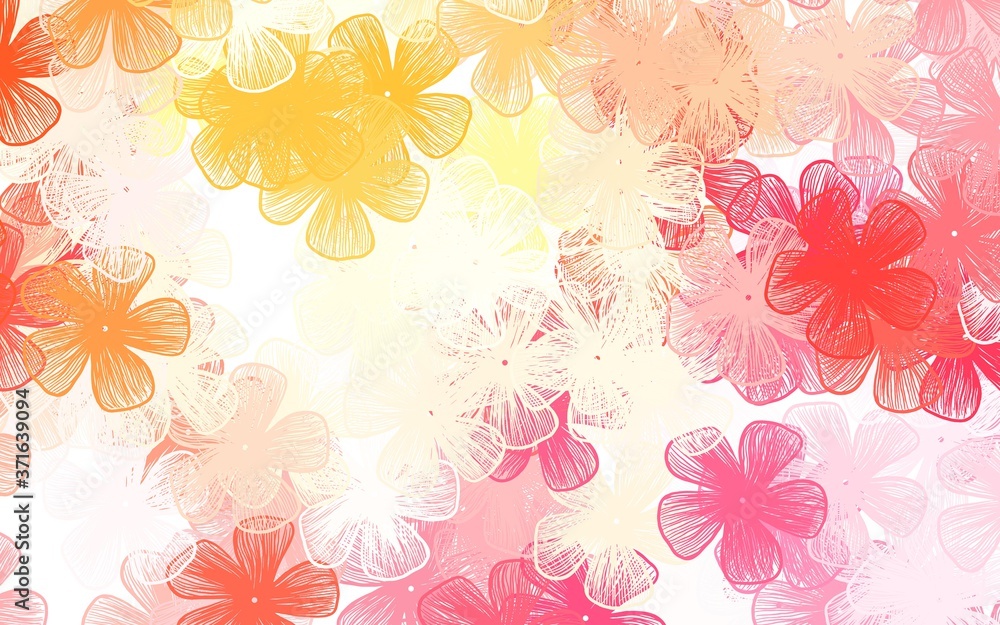 Light Red, Yellow vector abstract background with flowers Light Red, Yellow vector abstract background with flowers