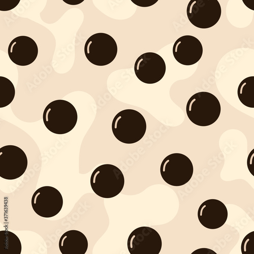 Seamless pattern with bubble milk green tea texture, repeating background vector.