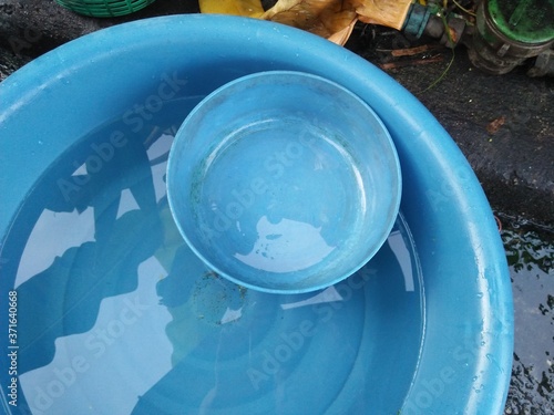 Water for dishes washing of food street shop, Thailand
