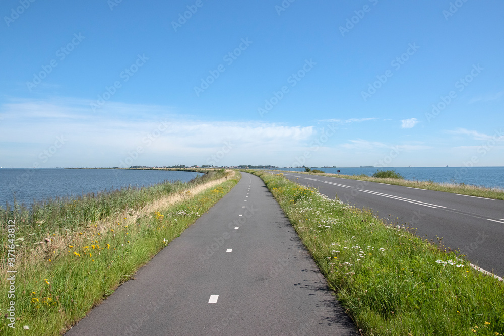 Empty Bicycle Path Going To Marken The Netherlands 6-8-2020