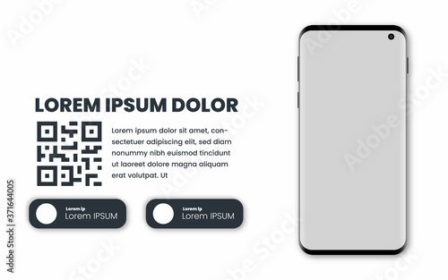 Page banner advertising for downloading the app for mobile phones, smartphones. download buttons with the scan QR code template. Introducing app for download template.