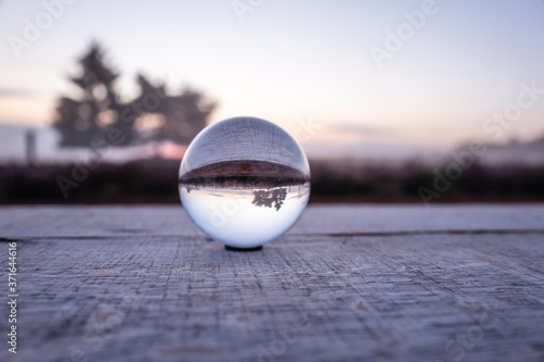 lensball on a bench