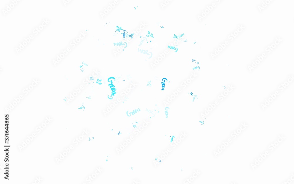 Light BLUE vector doodle pattern with leaves, branches.