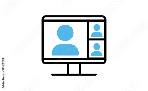 Wallpaper Mural Video conference icon. People on computer screen. Home office in quarantine times. Internet virtual teaching media. Digital communication Torontodigital.ca