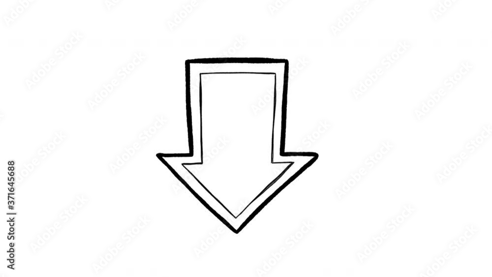 Hand drawn down arrow, frame by frame bouncing doodle animation Hand drawn down arrow, frame by frame bouncing doodle animation