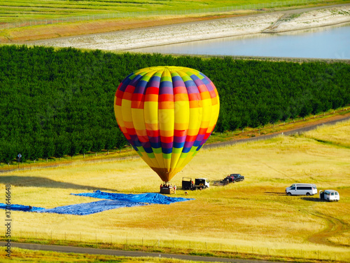Beautiful colorful balloon up on the ground