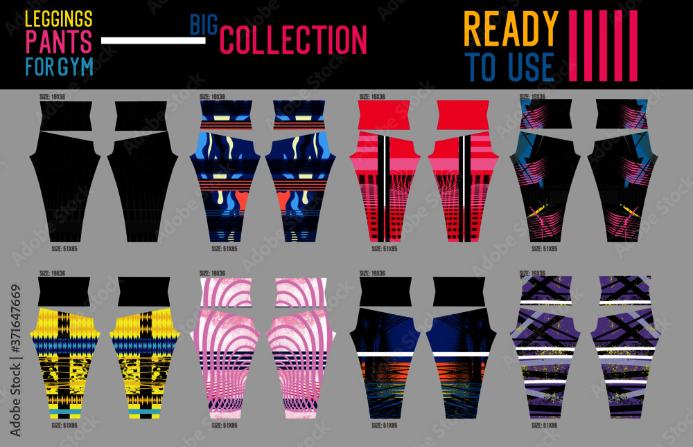 fitness leggings pants big collection vector with mold and ready to use 01 - obrazy, fototapety, plakaty 
