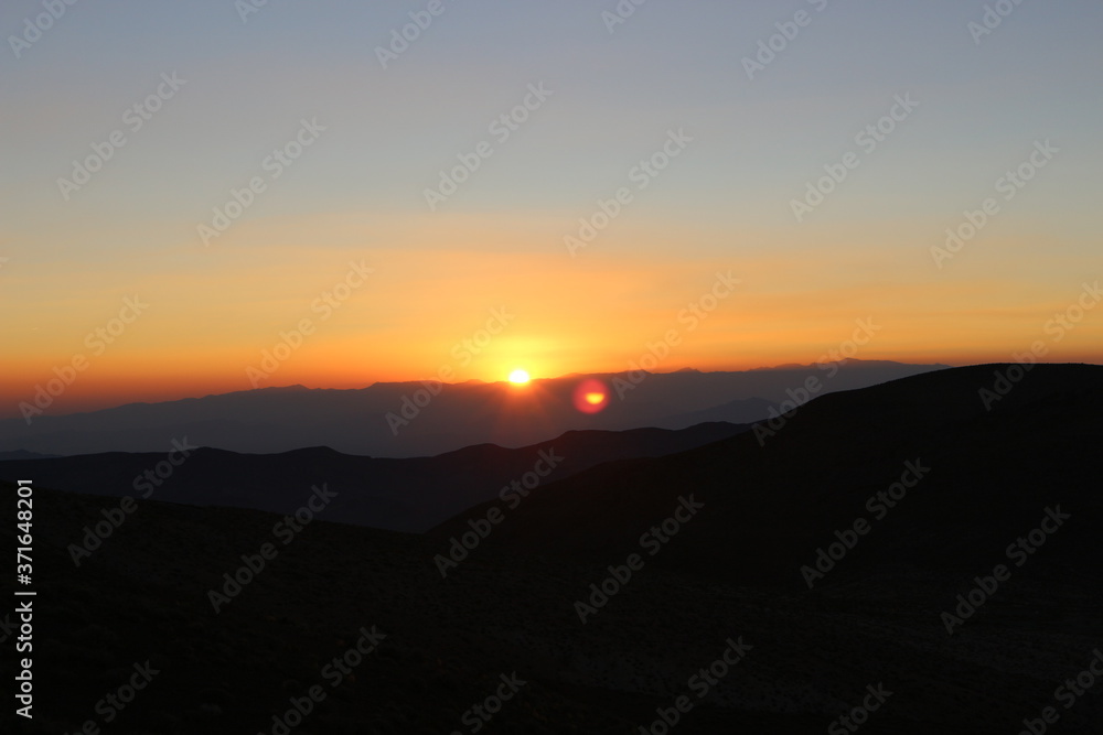 Dante's view, lookout over Badwater basin Death Valley at sunrise in summer