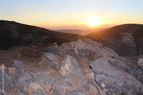 Dante's view, lookout over Badwater basin Death Valley at sunrise in summer