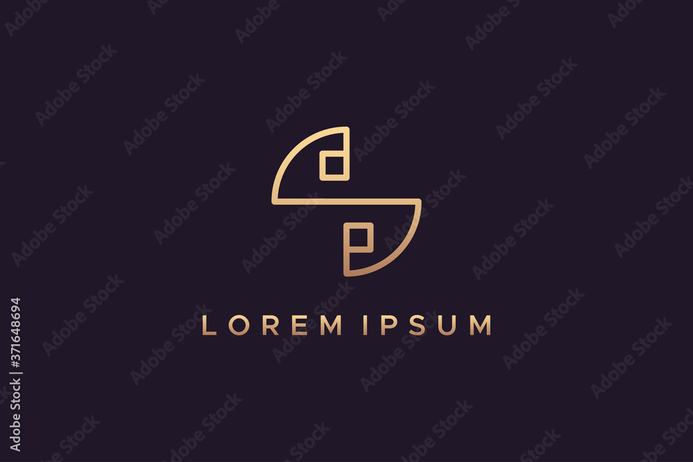 Abstract Initial Letter S Logo. Gold Radial Line Geometric Infinity Style isolated on Dark Background. Flat Vector Logo Design Template Element Abstract Initial Letter S Logo. Gold Radial Line Geometric Infinity Style isolated on Dark Background. Flat Vector Logo Design Template Element
