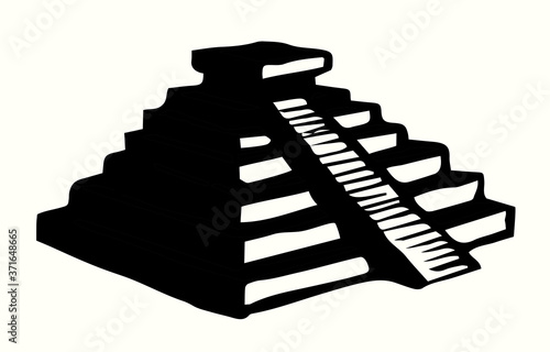 Mayan pyramids. Vector drawing icon