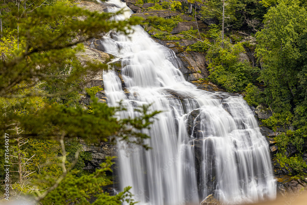 Fototapeta premium Waterfalls, mountains, scenic, nature, hiking, summer, relaxing, calming, beauty, serene, north carolina, nantahala national forest