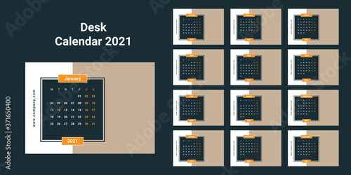 Desk Calendar 2021 Template Design.