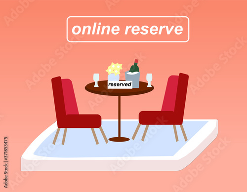 Reserve a table in a cafe, vector graphics