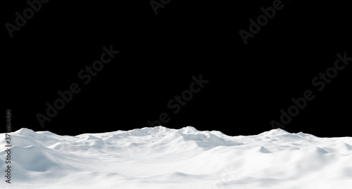 Snowdrift isolated on black background 3D render