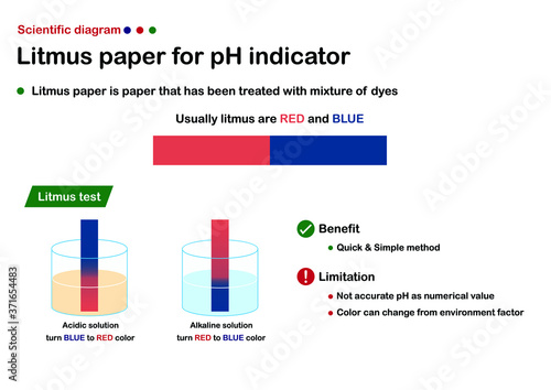 Scientific diagram describe litmus paper for pH indicator