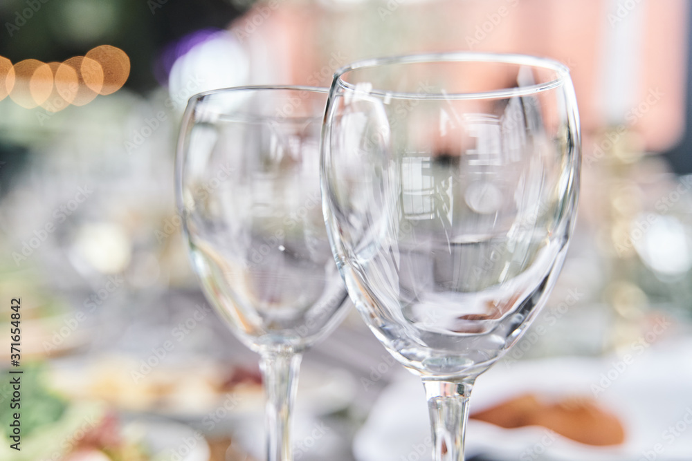 Table set for an event party or wedding reception. Banquet table design Table set for an event party or wedding reception. Banquet table design